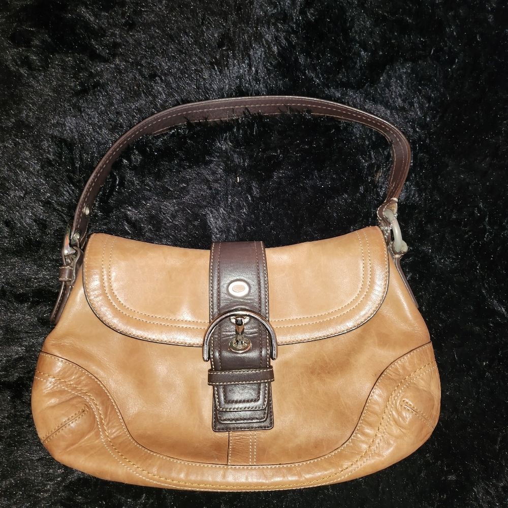 Coach Tan and Brown Shoulder Bag